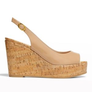 Stuart Weitzman. Riveria patent leather cork wedge Sandals. Size 7 1/2